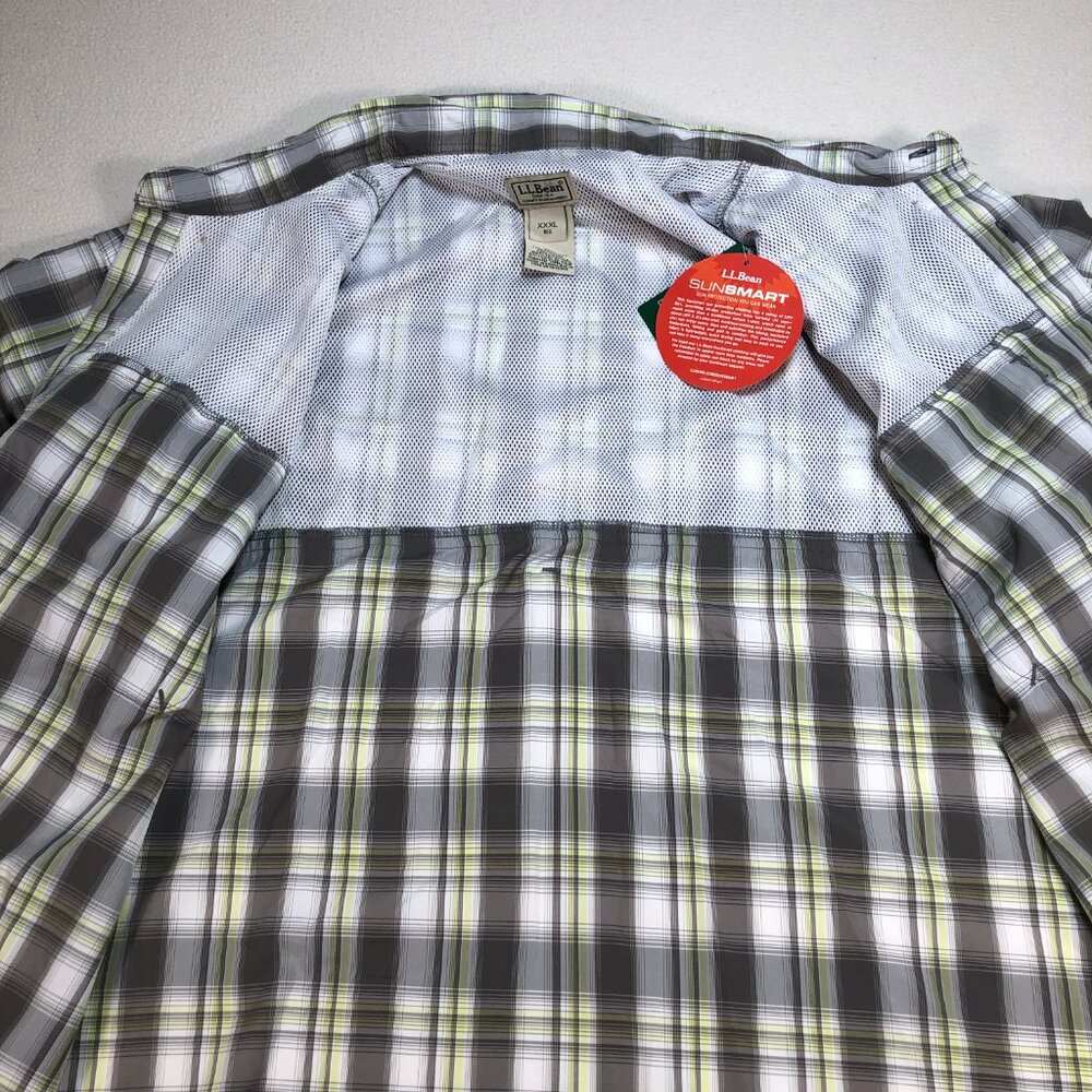 L.L Bean Tropicwear Shirt Men's 3XL Gray Green Plaid Regular Vented Fishing NEW - Picture 8 of 16